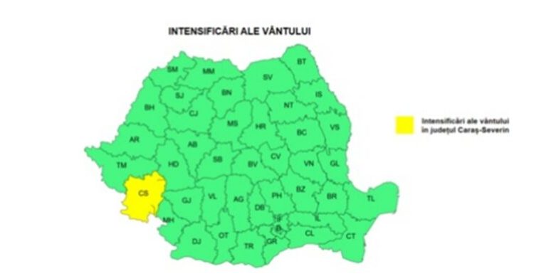 Alertă meteo: Vânt puternic în Caraș-Severin până miercuri!